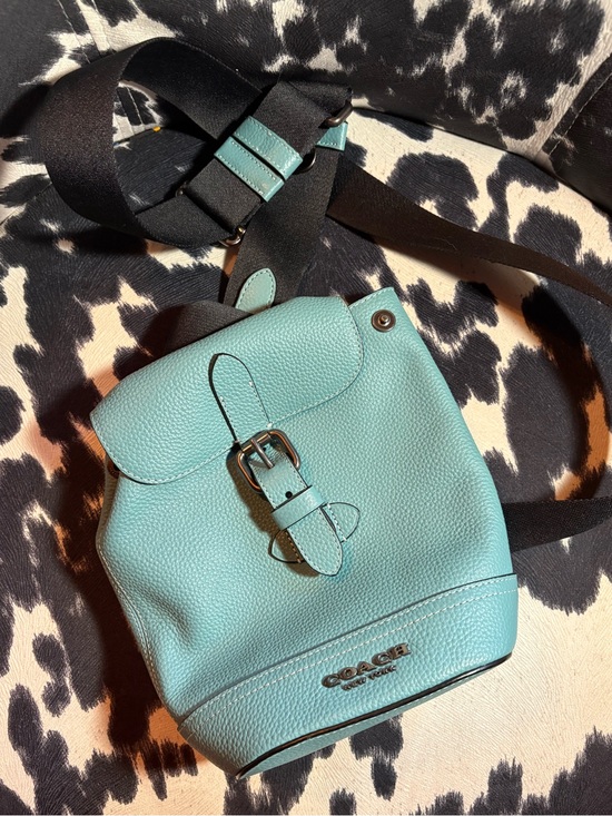 Coach Handbags - Coach Pebbled Leather Mini Backpack - Aqua